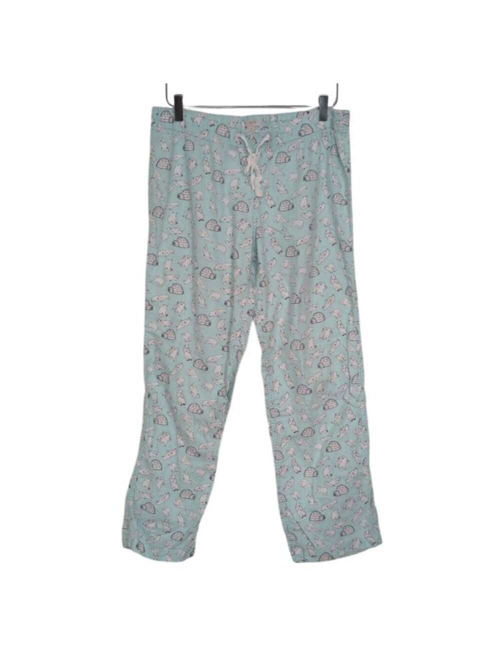 J Crew Factory Polar Bear Pajama Pants Womens Size Medium Blue Flannel Igloo